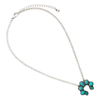 Western Style Squash Blossom Necklace, White Howlite Stone Pendant with Silver Alloy Chain, 16 Inch with 3 Inch Extender (Silver Burnished Turquoise)