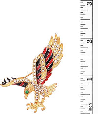 Rosemarie & Jubalee Patriotic Enamel And Rhinestone Crystal Majestic American Eagle Gold Tone Lapel Pin Brooch, 2.12"