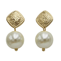 Chic 18k Gold Dipped Classic Earrings with Sterling Silver Posts (Pearl Dangle 1")