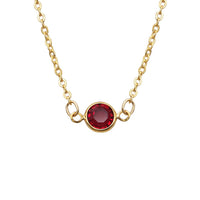Made In The USA Stunning Gold Tone Pendant Made With Swarovski Crystal On Dainty Cable Chain Necklace, 17"+1" Extender (Red)