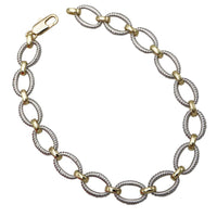Woman's Statement Necklace, Burnished Silver and Gold Two-Tone, Metal Alloy Chain Links, 18 Inch Length