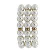 Glass Pearl Stretch Bracelets, Cream with Gold Accents, 10mm, Set of 3, 6 Inch Small Wrist Size