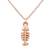 Women's Whimsical Matte Copper Tone Fish Bone Skeleton Pendant Necklace, 16"-18" with 2" Extender