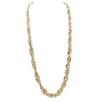 Gold Plated Chain Statement Necklace, Twisted Metal Alloy Design, Toggle Clasp, 36 Inch Length
