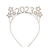 Sparkly Crystal Rhinestones 2023 New Year's Headband Tiara Decoration (2023 Gold Tone Clear Crystal)