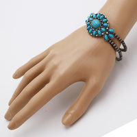 Western Stretch Bracelet Navajo Pearl Beads with Turquoise Howlite Silver Tone Set of 3