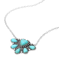 Stunning Western Semi Precious Natural Howlite Stone Pendant Necklace, 18"+3" Extender (Turquoise Blue Necklace)