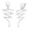 Women's Unique Polished Metal Ribbon Scroll Metal Dangle Clip On Style Earrings, 3" (Silver Tone)
