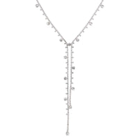 Women's Silver Tone With Stunning Crystal Rhinestone Lariat Y Necklace, 14"+3" Extender