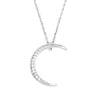 Mesmerizing Celestial Crescent Moon With Premium Cubic Zirconia Crystals Pendant Necklace, 16"+2" Extender (14K White Gold Dipped)