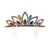 Rosemarie & Jubalee Women's Dazzling Crystal Rhinestone Royal Tiara Gold Tone Bridal Hair Crown Rainbow Marquis Crystal