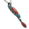 Women’s Cowgirl Chic Western Style Statement Simulated Banded Carnelian Turquoise Howlite Stone Concho Pendant Necklace Earrings Set, 18"+3" Extender