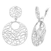 Women's Statement Cut Out Round Double Hoop Dangle Clip on Style Earrings, 2.75" (Silver Tone)