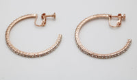 Chic Rhinesone Hoop Adjustable Clip On Earrings, 1.75" (Light Rose Gold 45mm)