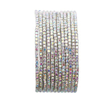 Crystal Rhinestone Stretch Bracelets, Stacking Style, Set of 12, 6.75 Inch (Sparkling Silver AB)