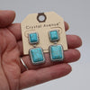 Western Style Rectangular Semi Precious Howlite Hypoallergenic Post Drop Earrings, 1.50" (Turquoise Burnished Silver)