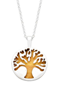 Bohemian Chic Silver Tone Wooden Tree of Life Inspirational Pendant Necklace, 18"+3" Extender