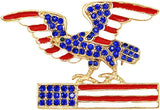 Rosemarie & Jubalee Women's Stunning Gold Tone With Red White And Blue Enamel And Crystal Rhinestone Majestic American Eagle USA Brooch Lapel Pin, 2.25