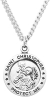 Religious Gifts Sterling Silver Saint Christopher Military Medal Pendant Necklace US Army, 24"