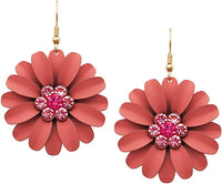 Summertime Fun Daisy Flower Pendant Necklace and Earrings Set (Coral Earrings Only)