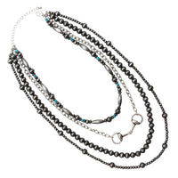 Sonic Silver Beaded Necklace with Turquoise Howlite Accents, 16 Inch