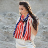 Red White And Blue 4th Of July American Flag Stars Stripes USA Fashion Scarf, 70"