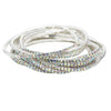 Crystal Rhinestone Stretch Bracelets, Stacking Style, Set of 12, 6.75 Inch (Sparkling Silver AB)