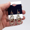 Two Tone Textured Geometric Multi Hoop Drop Dangle Earrings, Silver and Gold, 2 Inch Length