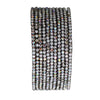 Crystal Rhinestone Stretch Bracelets, Stacking Style, Set of 12, 6.75 Inch (Hematite Matte White w AB)
