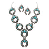 Cowgirl Chic Western Style Colorful Howlite Stone Squash Blossoms Y-Drop Necklace Earrings Set, 24"+3" Extension (Turquoise Howlite)
