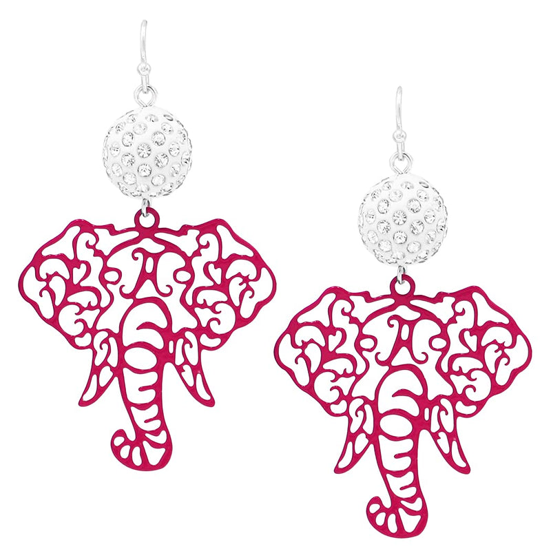 Women's Alabama College Football Crimson Elephants Dangle Earrings, 2.5"