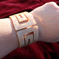 Statement Making Colorful Lucite Hinged Cuff Bangle Bracelet, 7.75" (Marbled Ivory With Glitter Flecks, Square)