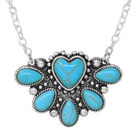 Stunning Western Semi Precious Natural Howlite Stone Pendant Necklace, 18"+3" Extender (Turquoise Blue Necklace)