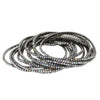 Crystal Rhinestone Stretch Bracelets, Stacking Style, Set of 12, 6.75 Inch (Hematite Matte White w AB)