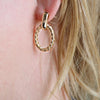 Chic 18k Gold Dipped Classic Earrings with Sterling Silver Posts (Twisted Oval Hoop 1")