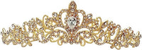 Women's Dazzling Gold Tone Crystal Rhinestone Royal Bridal Tiara Crown