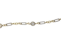Two-Tone Chain Necklace, Silver and Gold, Crystal Pave Accents, Metal Alloy, Classic Style, 36 Inch