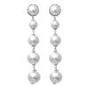 Women's Stunning Five Tier Shoulder Duster Graduated Drop Simulated Pearl Hypoallergenic Earrings, 4.5"