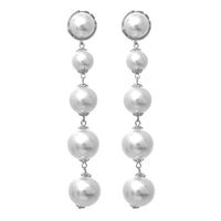 Women's Stunning Five Tier Shoulder Duster Graduated Drop Simulated Pearl Hypoallergenic Earrings, 4.5"