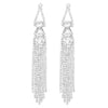 Women's Baguette and Pear Art Deco Fringe Style Rhinestone Hypoallergenic Post Earrings, 4.12"