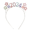 Sparkly Crystal Rhinestones 2024 New Year's Headband Tiara Headband Decoration (2024 Multicolored Crystal Gold Tone)