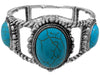 Cowgirl Chic Western Style Burnished Silver Tone Turquoise Blue Conchos Stretch Bracelet, 7"