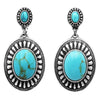 Stunning Vintage Inspired Western Style Turquoise Dyed Howlite Dangle Statement Earrings, 1.75" (Round)