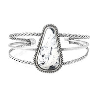 Western Style Natural Semi Precious Howlite Stone Open Cuff Bracelet, 2.5"