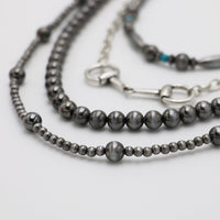 Sonic Silver Beaded Necklace with Turquoise Howlite Accents, 16 Inch