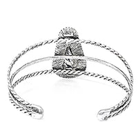 Western Style Natural Semi Precious Howlite Stone Open Cuff Bracelet, 2.5"