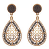 Genuine Druzy Quartz And Crystal Teardrop Dangle Earrings, 2"