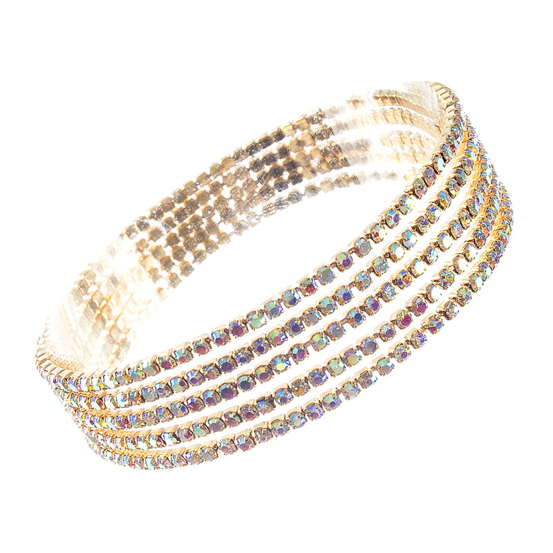 Women's Stunning Set of 5 Rhinestone Stretch Bracelets