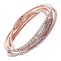 Women's Stunning Set of 5 Rhinestone Stretch Bracelets