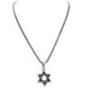 Stainless Steel Men's Star Of David Pendant On Black Shadow Rolo Box Chain Necklace, 22"